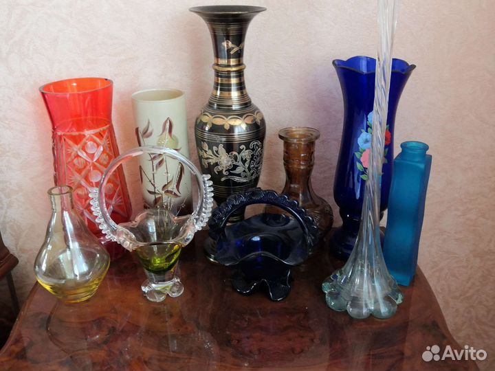 Фруктовницы, вазочки СССР, цветное стекло