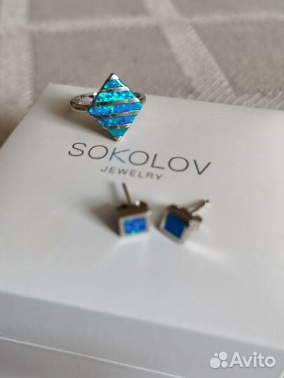 Серьги и кольцо серебро