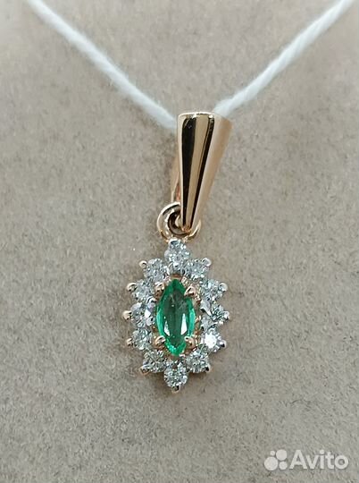 Золотая подвеска Натурал-е изумруды и бриллианты