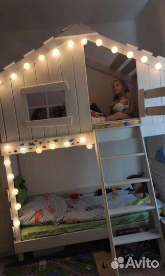 Детская кровать домик, кровать чердак с матрасом