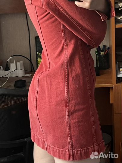Джинсовое платье красное Helmut Lang