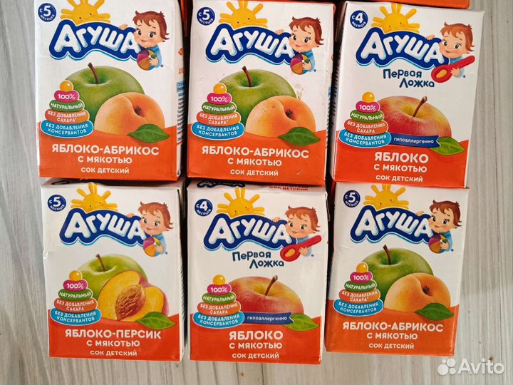 Детское пюре Агуша. Сок Агуша