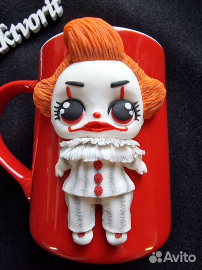 Кружка в подарок из полимерной глины Пеннивайз