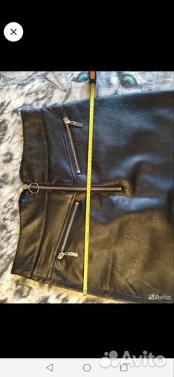 Кожаная юбка мини 44