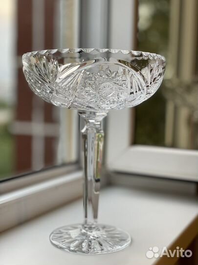 Ваза для фруктов на ножке хрусталь