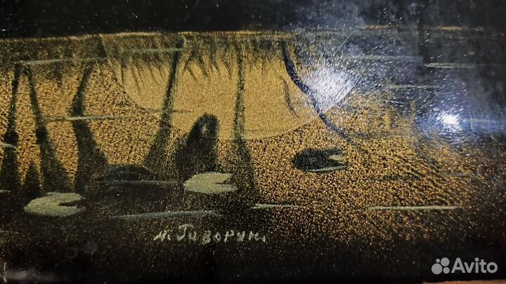 Панно Федоскино Лошади на берегу