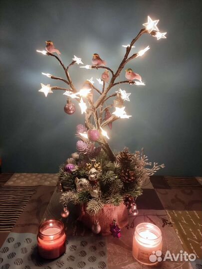 Новогоднее светодиодное дерево на стол литая хвоя