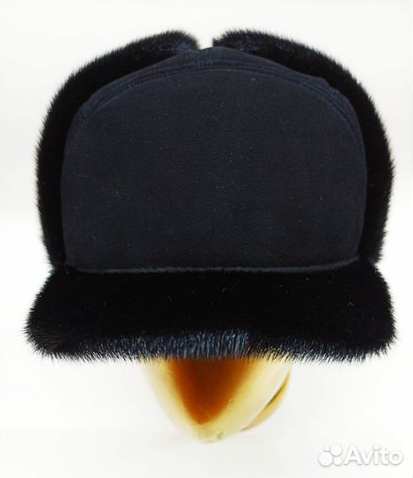 Мужская шапка из натуральной нерпы и замши 