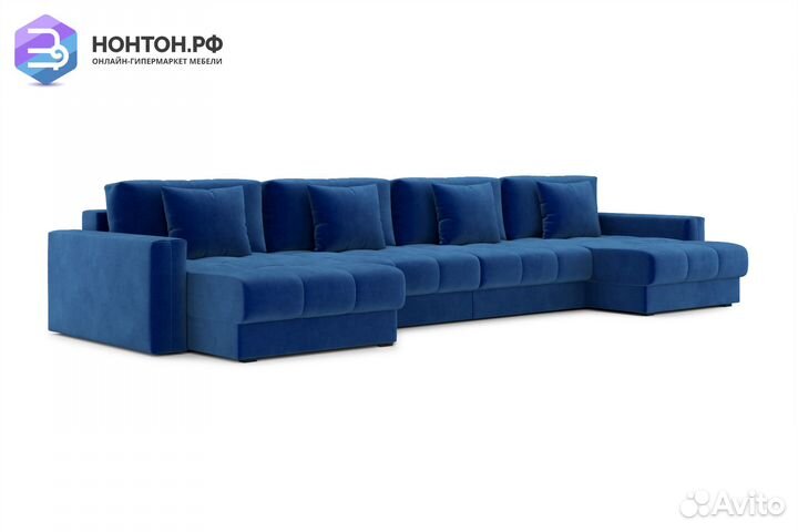 Диван п-образный тик-так Монарх М2О2 темно-синий