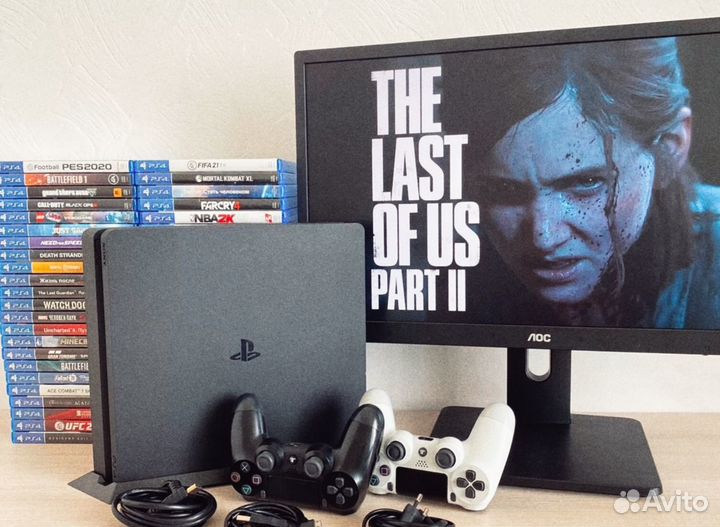 Sony playstation 4 slim + 95 крутых игр