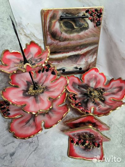 Набор для сервировки из эпоксидной смолы