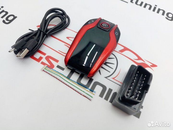 Смарт ключ Инфинити дизайн BMW красный с экраном