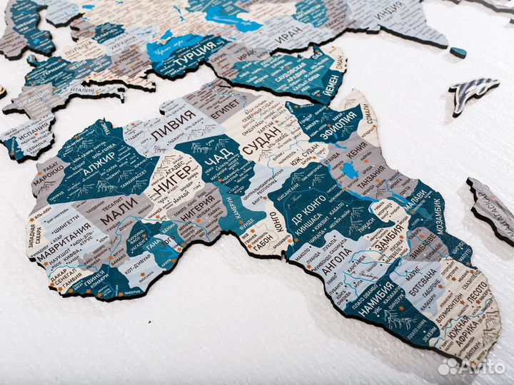 Деревянная карта мира из дерева настенная, Шахты