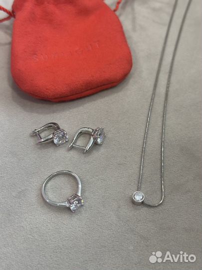 Серебряные серьги/кольцо, цепочка с подвеской