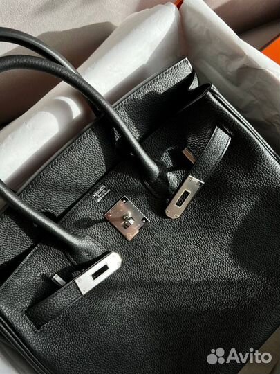 Сумка женская Hermes Birkin 30 черная серебро