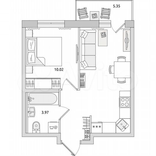 1-к. квартира, 38,9 м², 18/21 эт.