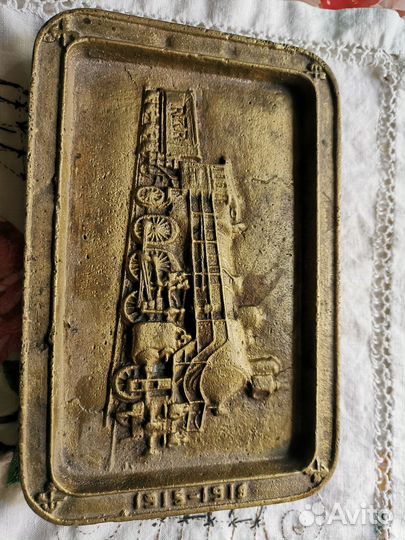 Пепельница визитница Паравоз бронза СССР
