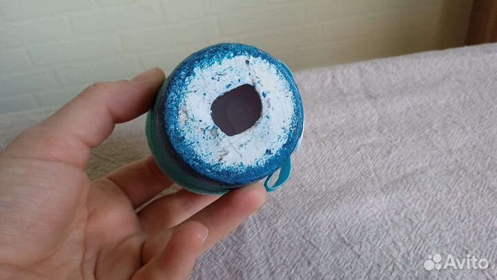 Голубой подсвечник ручной работы