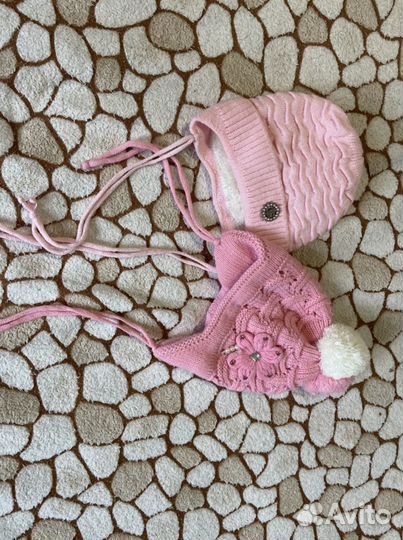 Шапка для девочки на от 3 месяцев зима