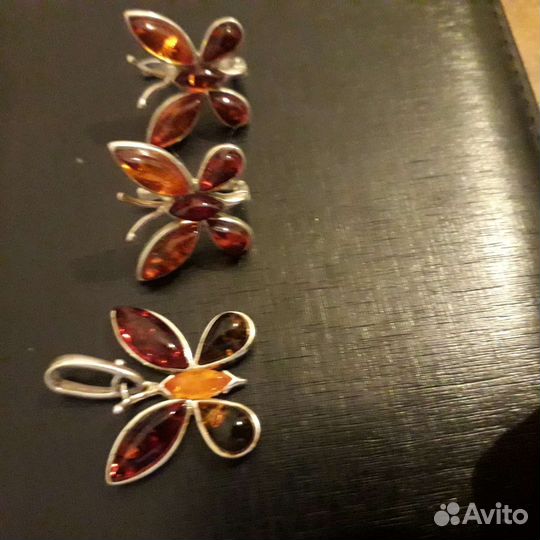 Серьги серебро с янтарем