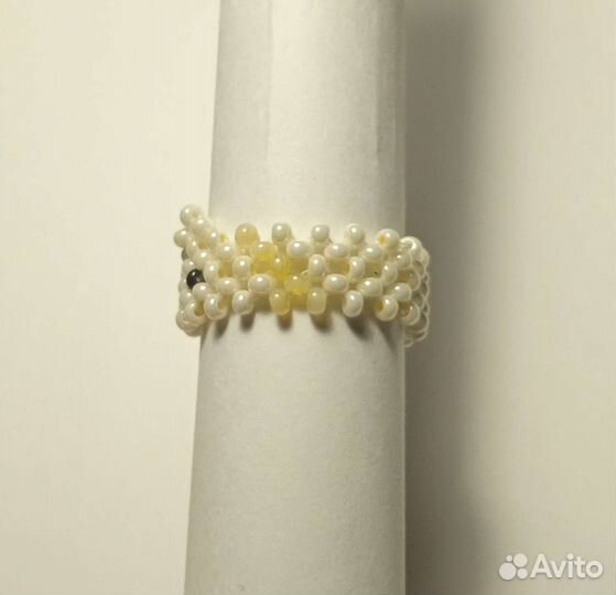 Колечко из бисера, котик, ручная работа