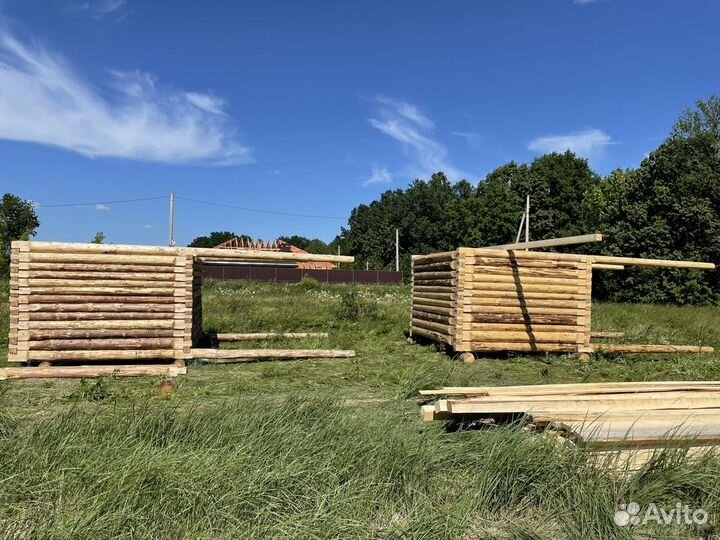 Сруб бани 3х3 с выносами