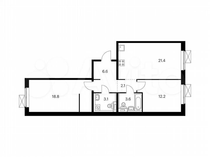 2-к. квартира, 67,8 м², 15/15 эт.