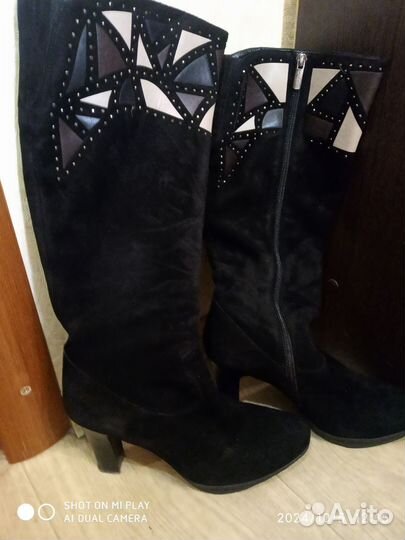 Сапоги женские демисезонные замша р-р 39