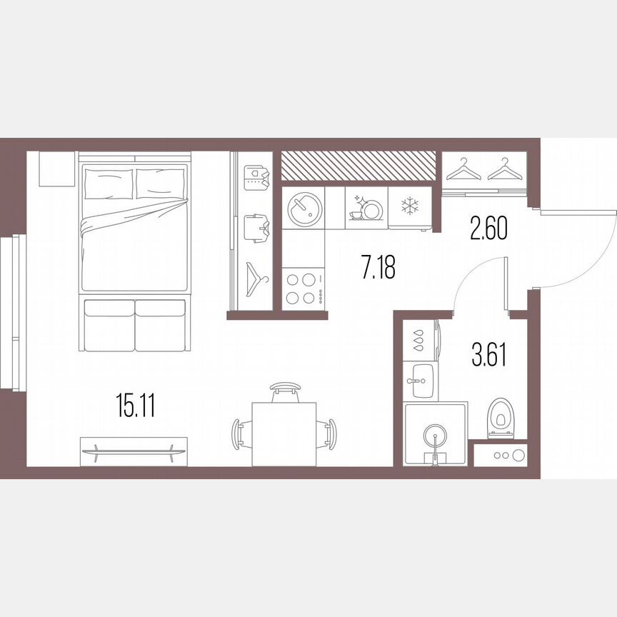 Квартира-студия, 28,5 м², 6/10 эт.