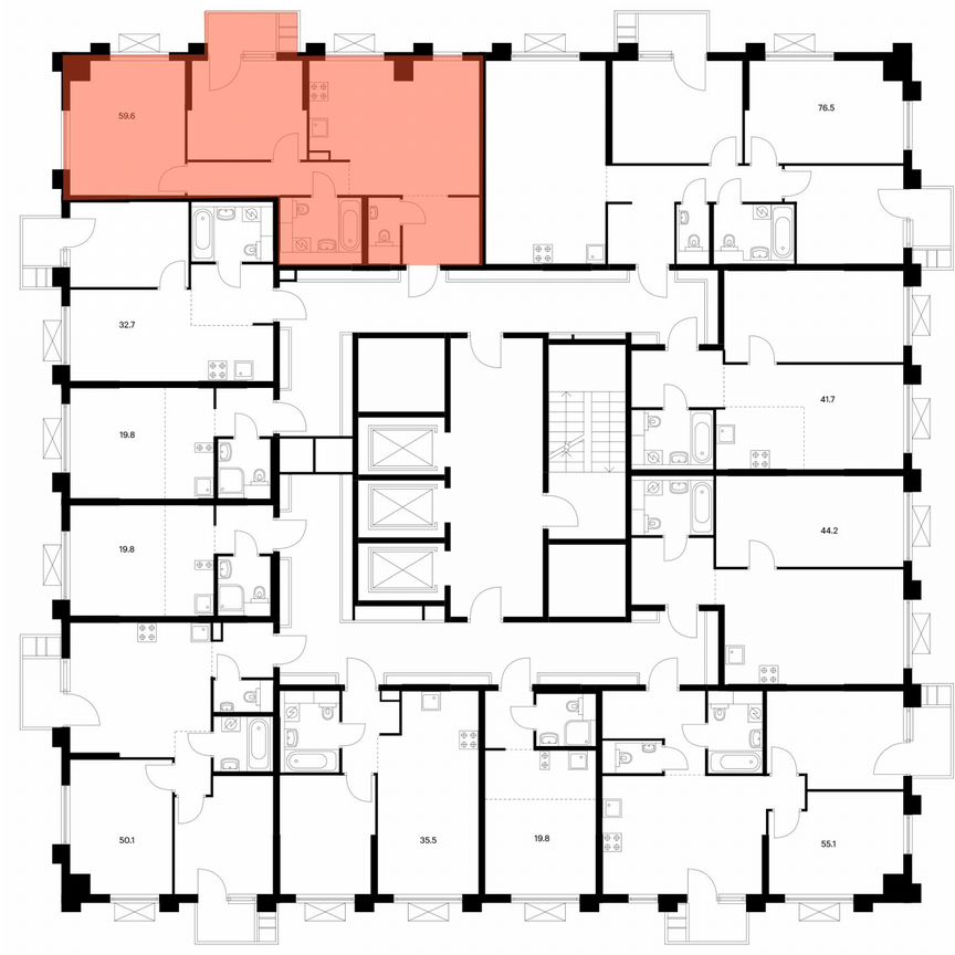 2-к. квартира, 59,6 м², 2/25 эт.