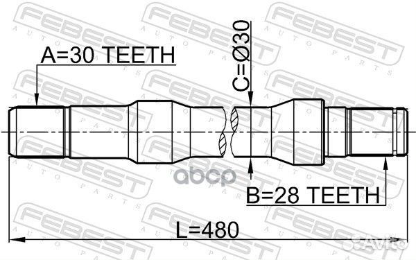 Полуось правая 30x480x28 '2212-SOR Febest