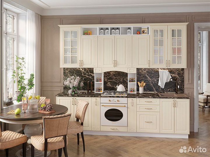 Кухня Лондон корпус швг 500 белый фасад швг 500 ду