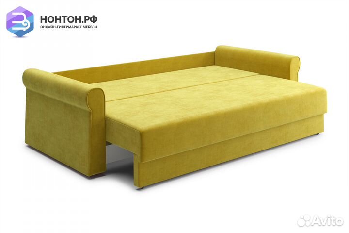Диван еврокнижка Лира 3-х местный горчичный