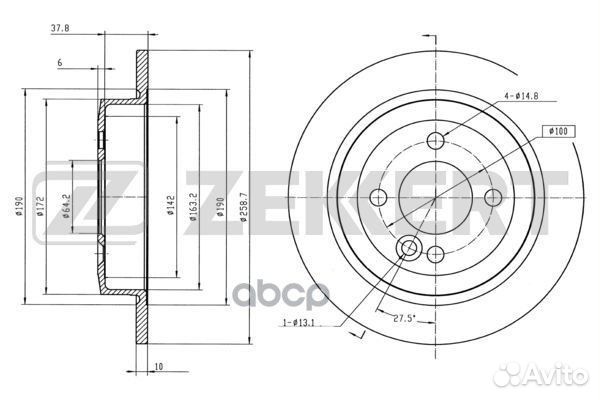 Диск торм. зад. Mini (R50-59) 01- bs-5372 Zekkert
