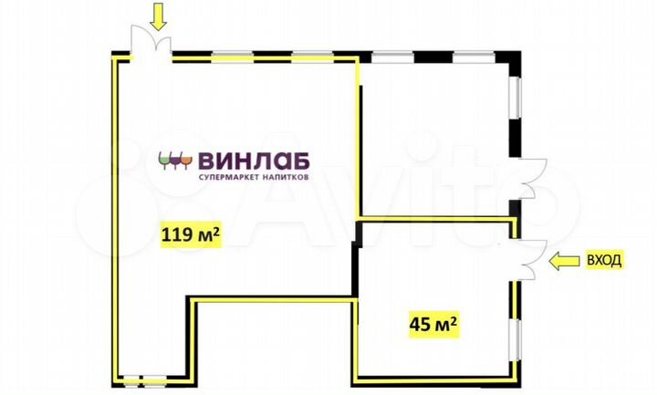 Торговая площадь с якорным арендатором - 164 м²