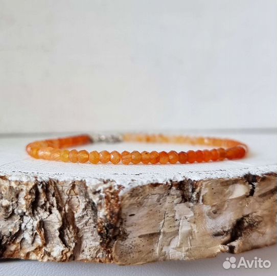 Сердолик браслет с сердоликом из бусин оранжевый