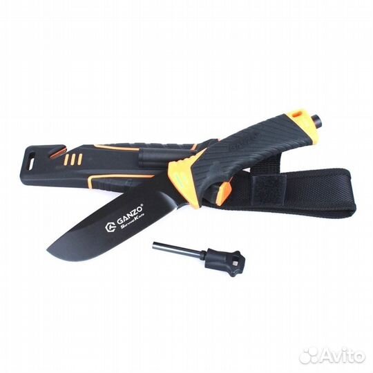 1702 Нож туристический Ganzo G8012-OR, огниво, точ