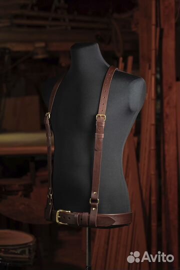 Мужские подтяжки, ручная работа, натуральная кожа