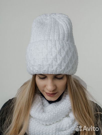 Новый Комплект шапка и снуд женский зимний