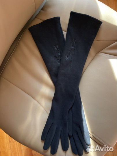 Перчатки длинные черные
