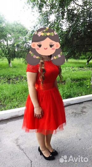 Платье, размер 42-44, красное
