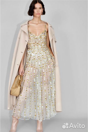 Вечернее платье с пайетками на бретелях valentino