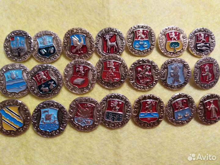 Набор значков, золотое кольцо России 21шт