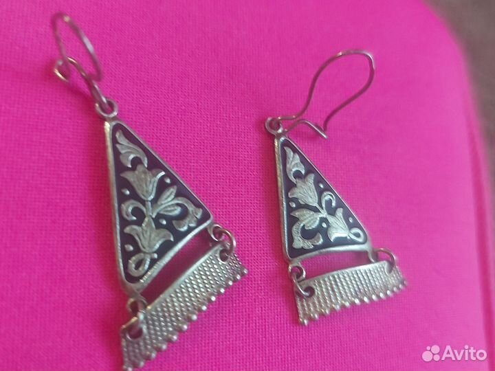 Серьги серебро, золото