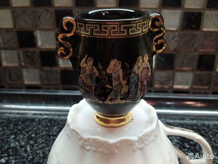 Ваза тарелки Греция золото ручная роспись