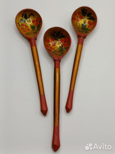 Деревянные чайные ложки Хохлома 3 шт