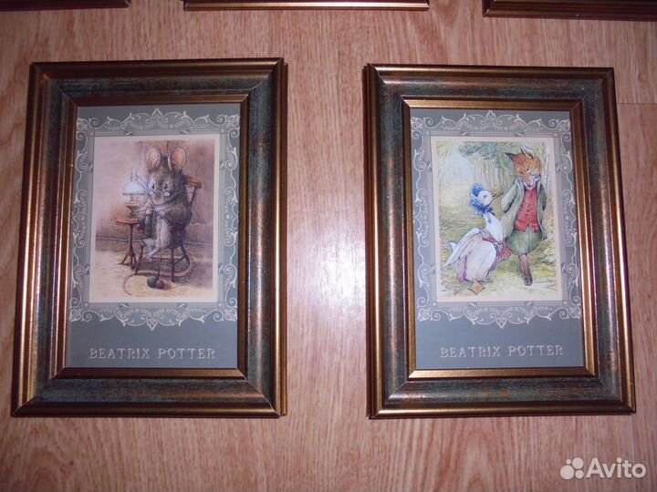 Панно 14х18 Кролик Питер Беатрис Поттер зел рама