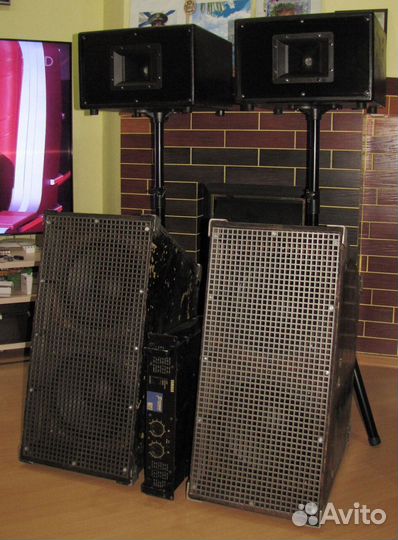 Колонки F.Audio 4200W Рупоры Сабы Усилок Штативы