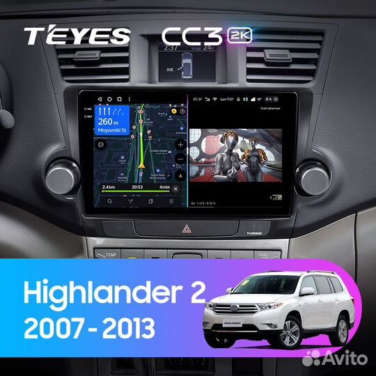 Магнитола Teyes CC3 2K 6/128 Toyota Highlander 2