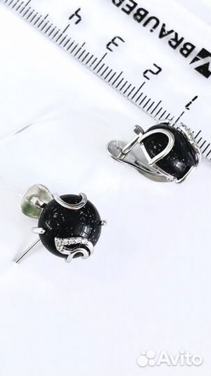 Серебряные Серьги с авантюрином